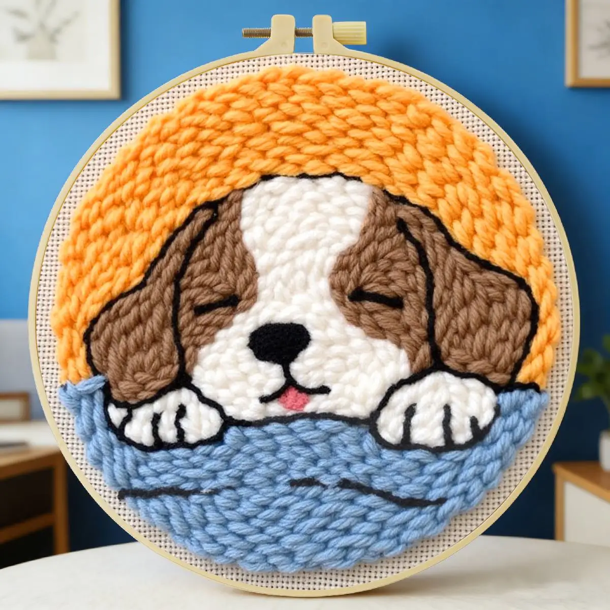 Punch-Nadel-Stickerei-Set/Stickerei, gestrickte Stickerei, DIY-Handgemachtes Geschenk - Hund – Detail 1