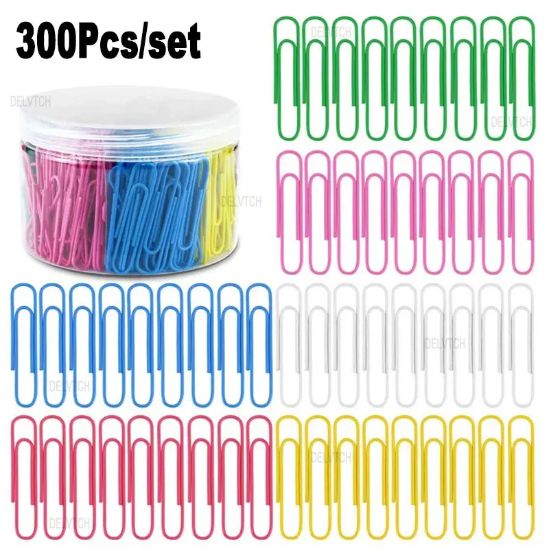 300Pcs Set Paperclips 50mm Office School Book Wall Map Photo Memo Pad Notes Paper Clips Pins Stationery DIY Decoration 6 Color