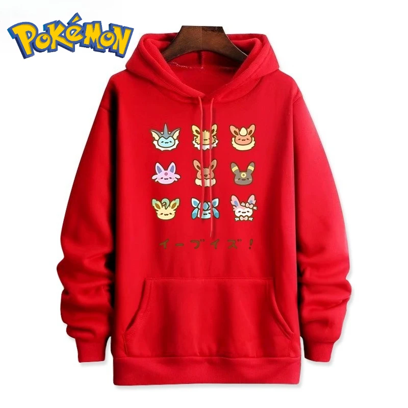 Pokémon Handheld Game Eeveelution Printed Hoodie for Men and Women Autumn/winter New Y2K Harajuku Plus Size Casual Sweater Top