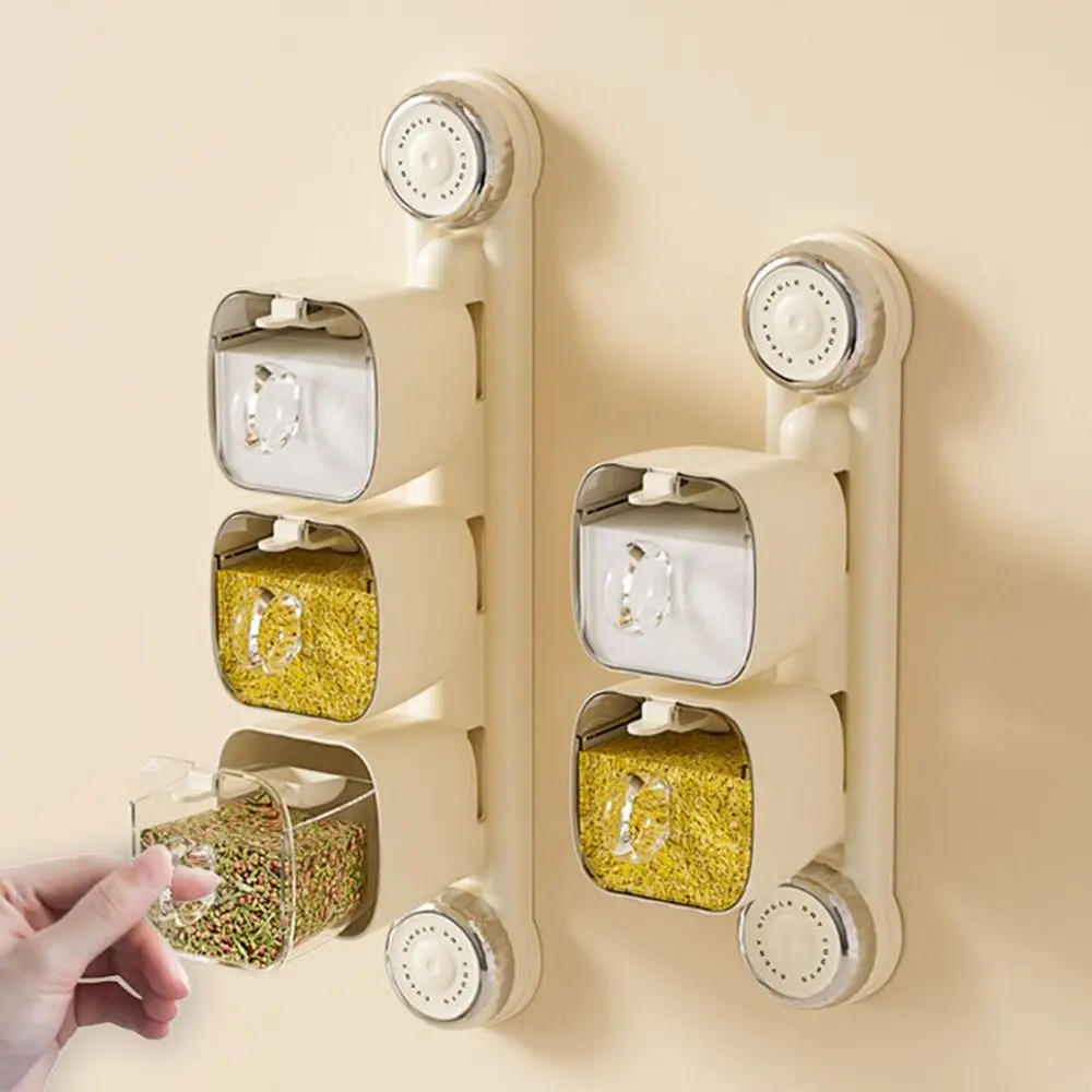 

Large Capacity Rotating Suction Cup Seasoning Box 2/3 Grids Punch Free Seasoning Jar Dust-proof with Spoons Spice Organizer Salt