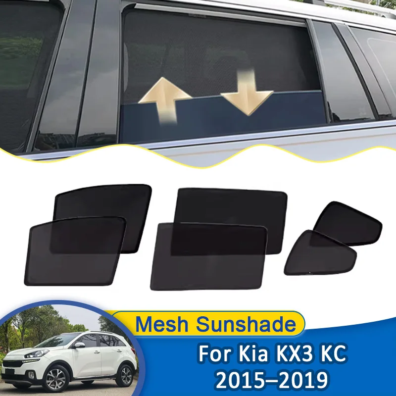 For Kia KX3 KC 2015~2019 2018 Car Sun Visor UV Protection Windshield Mesh Sunshade Breathable Sunscreen Curtains Car Accessories