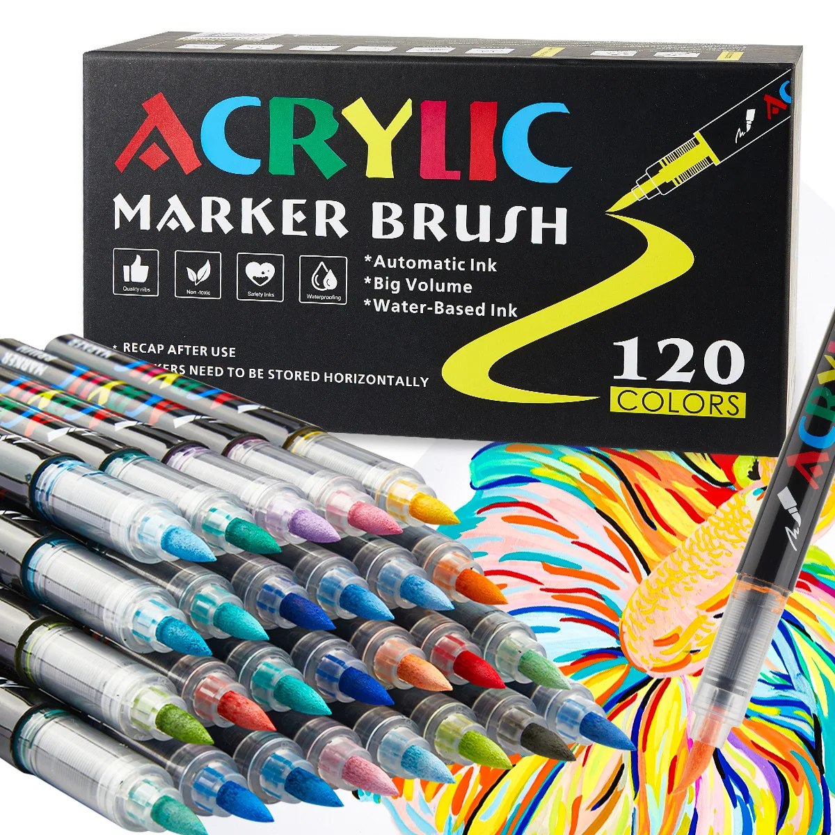 

12/24/36 color art painting special acrylic straight liquid marker students with soft head color graffiti watercolor pen mark