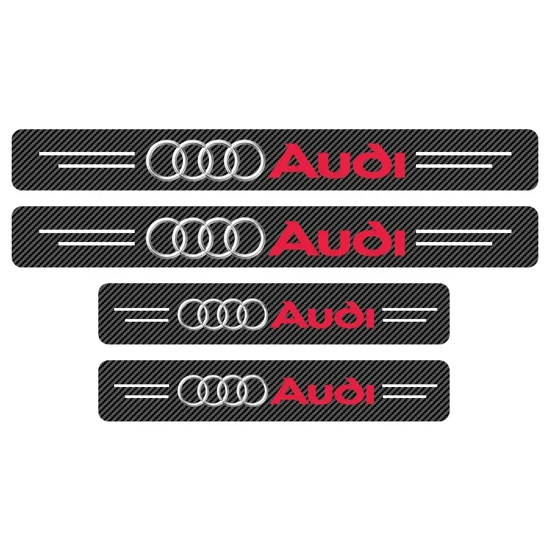 4Pcs Car Door Threshold Carbon Fiber Scuff Plate Sticker Badge Accessories For Audi A3 A4 A4L A5 A6 A6L A7 Q3 Q4 Q5 Q6 Q7 B8 B6