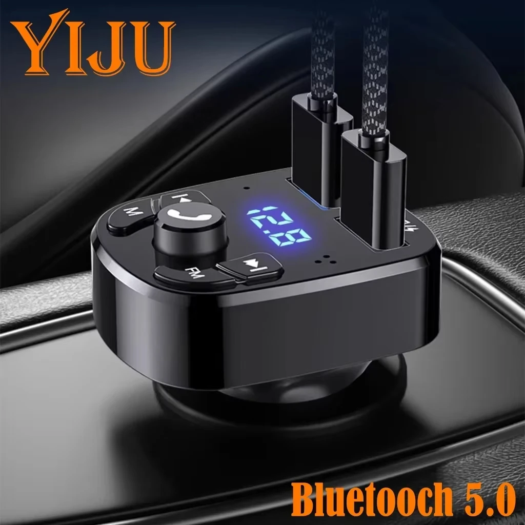Car Bluetooth 5.0 Fm Transmitter, Wireless Adapter, Microphone, Audio Receiver, Automatic Mp3 Player, Dual USB Fast Charger - view 4