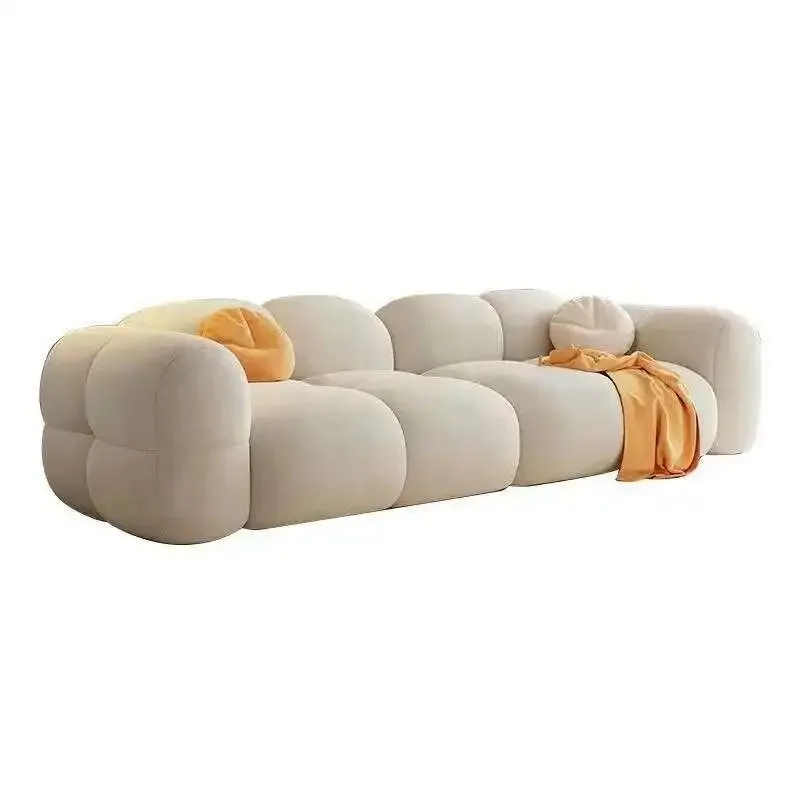 

Customizable Hot Sale Modern French Cream Style Soft Fabric Sofa Covered Armrests Modern Simple Foamliving