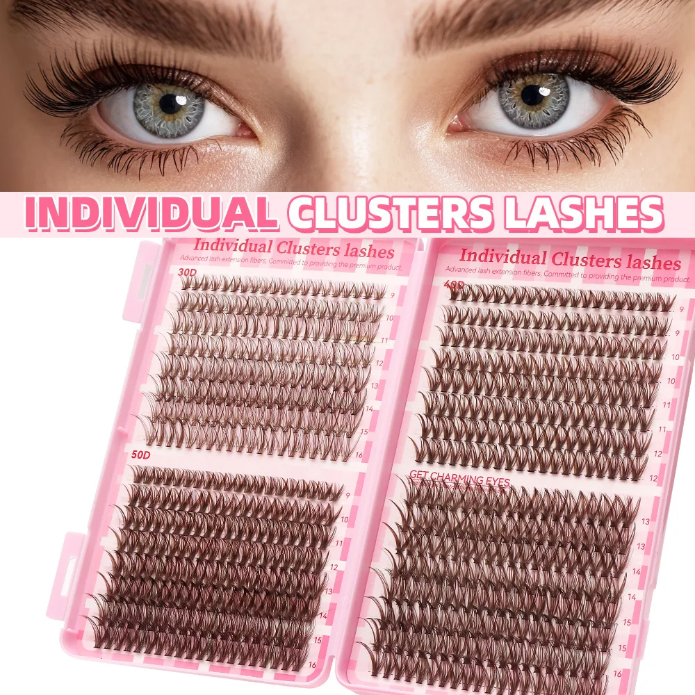 Grafting World Large Capacity 30D40D50D Brown False Eyelash Naturally Segments Extends Thick Soft  Eyelashes Book Makeup Tools