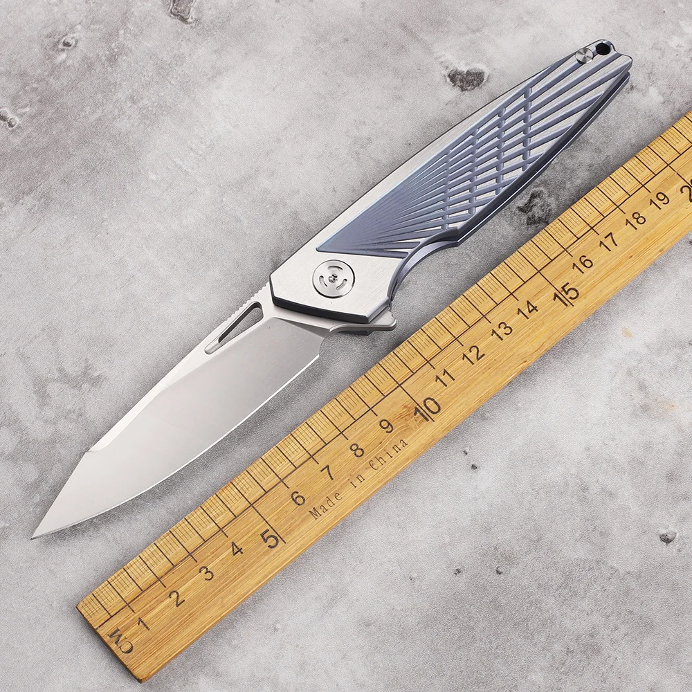 

Put Radiation Folding M390 Blade Titanium Alloy Color Handle Outdoor Hunting Camping Kitchen Fruit Multi-Purpose EDC Tool Knife