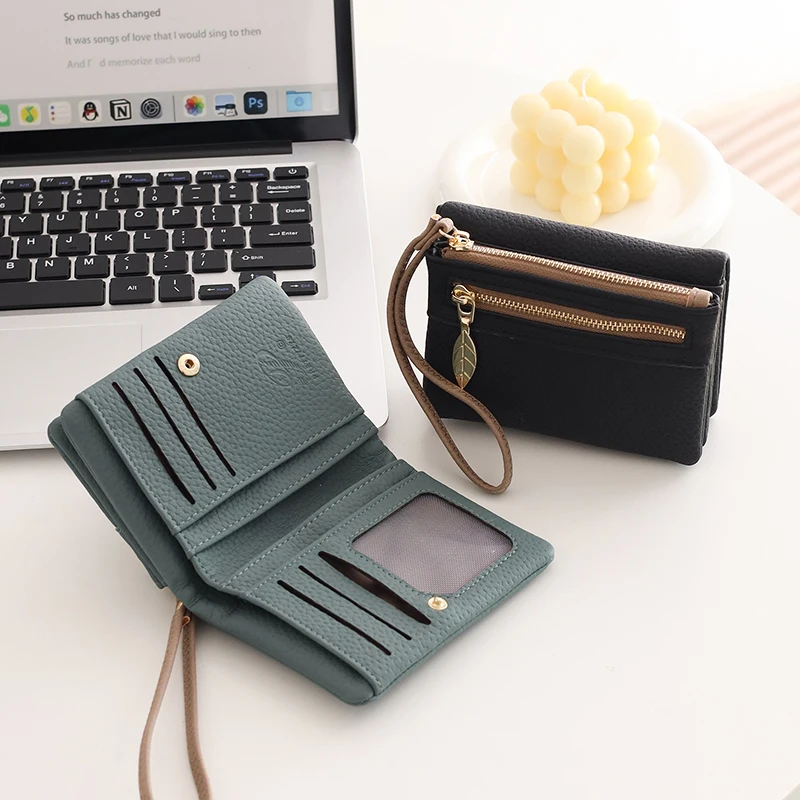 2026 Autumn/Winter New Women's Short Lychee Pattern PU Leather Multi-Card Slot Student Coin Purse Bank Card Storage Bag Foldable