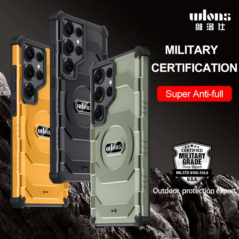 

Военный чехол с защитой от падения, магнитный чехол для беспроводной зарядки Magsafe для Samsung Galaxy S25, ультра противоударный чехол