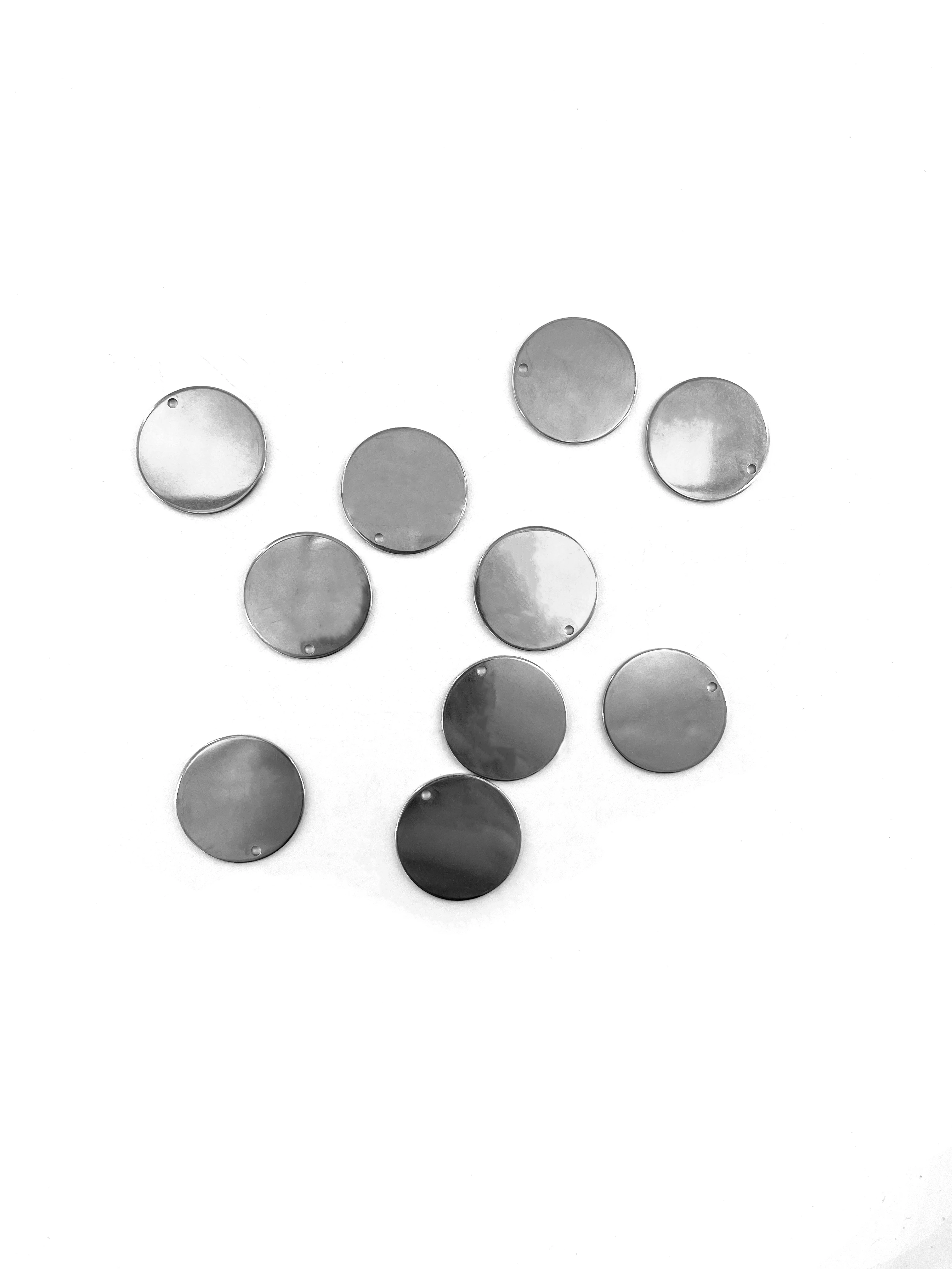 30pcs Custom Order Laser Engraved Stainless Steel Charms Personalized Round Custom Logo Round Disc Logo Jewelry Tags 6-25mm