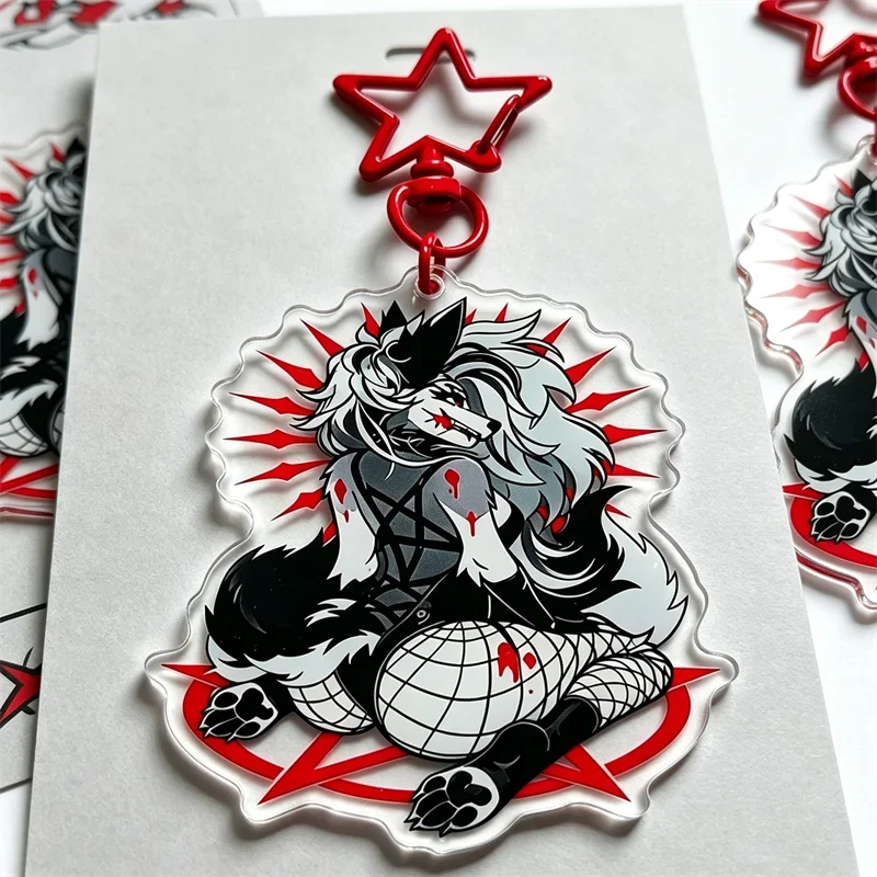 Helluva Boss Loona Hellhound Acrylic Keychain Star Furry Clear Bag Charm Double Sided Anime Pendant Gift For Hazbin Hotel Fans