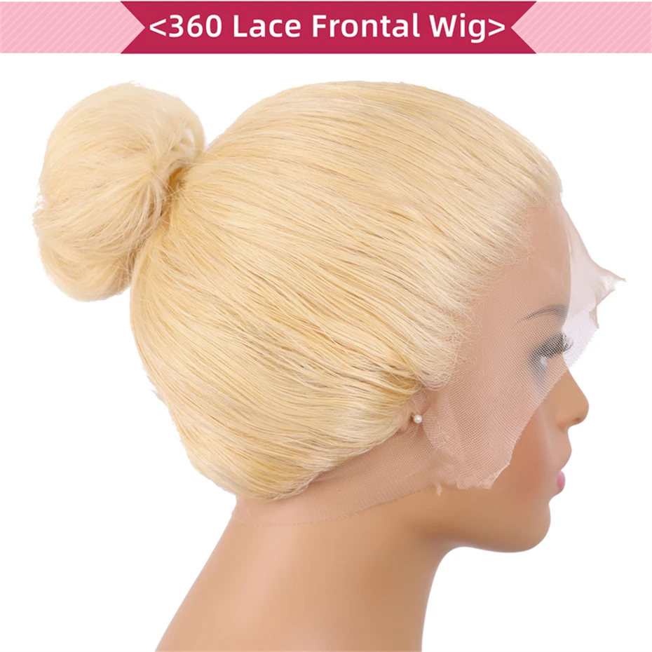 Bone Straight 360 Full Lace Wig Human Hair Brazilian 613 Honey Blonde