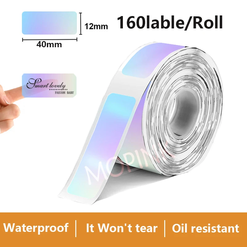 P15 Papierrolle Thermoaufkleber 12x40 14x30 Thermoprinterband Transparentes Etikettenpapier für P11/P12/P15/P50/B100/D30/HP1/HP3