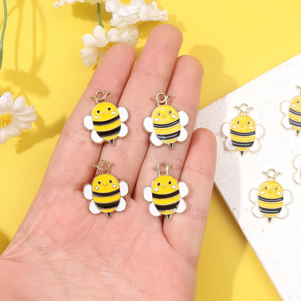 7/13/22pcs Yellow Bee Shaped Enamel Craft Pendant, Used for DIY Bracelets, Necklaces, Earrings, Decorative Accessories