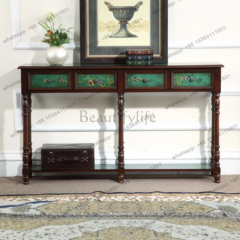 56American-style entrance entrance table partition decorative cabinet corridor table old hand-painted back few