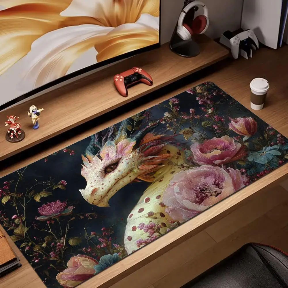 

Flower and dragon Mouse Pad rubber anti-slip Desk Mat gamer pc accessories Gaming mat keypad mousepad suitable for work and game