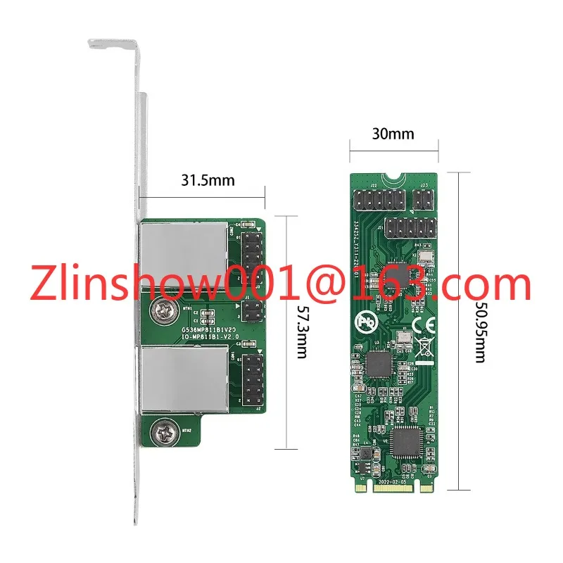 M.2 Dual Port Lan Card Wired 2.5 Gigabit Ngff B Key m Key Ethernet Desktop Computer Card for PXE