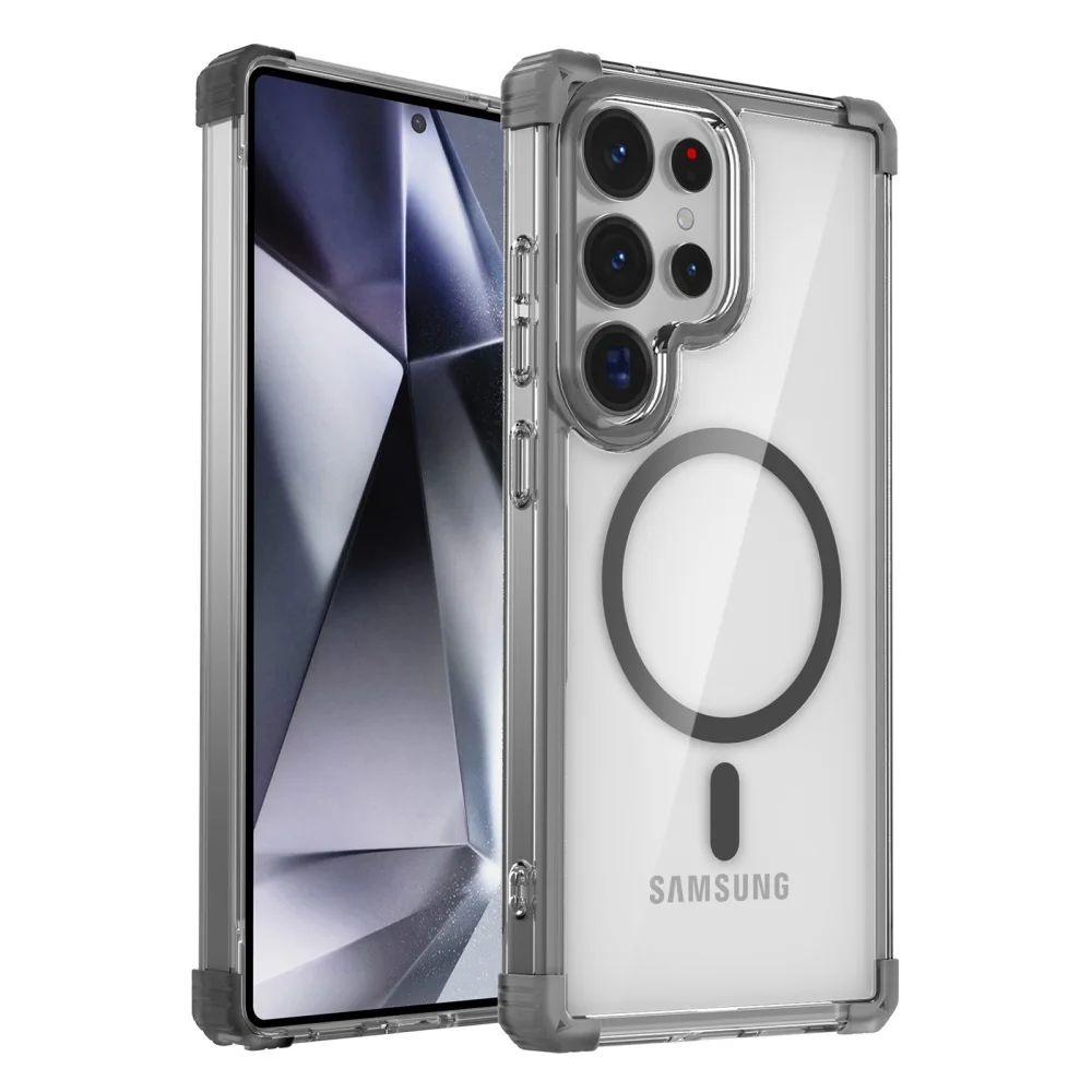 Stoßfeste Transparente Magsafe-Hülle für Samsung S25 S26 S24 S23 S21 Ultra Plus S23 FE Note20 Vier-Ecken-Sturzschutz TPU Weiche Schutzhülle