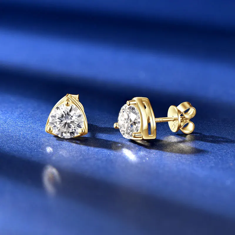 

Ehhai Round Cut Moissanite Personalized Design Triangle Piercing Stud Earrings for Women 925 Sterling Silver Jewelry Gift Aretes