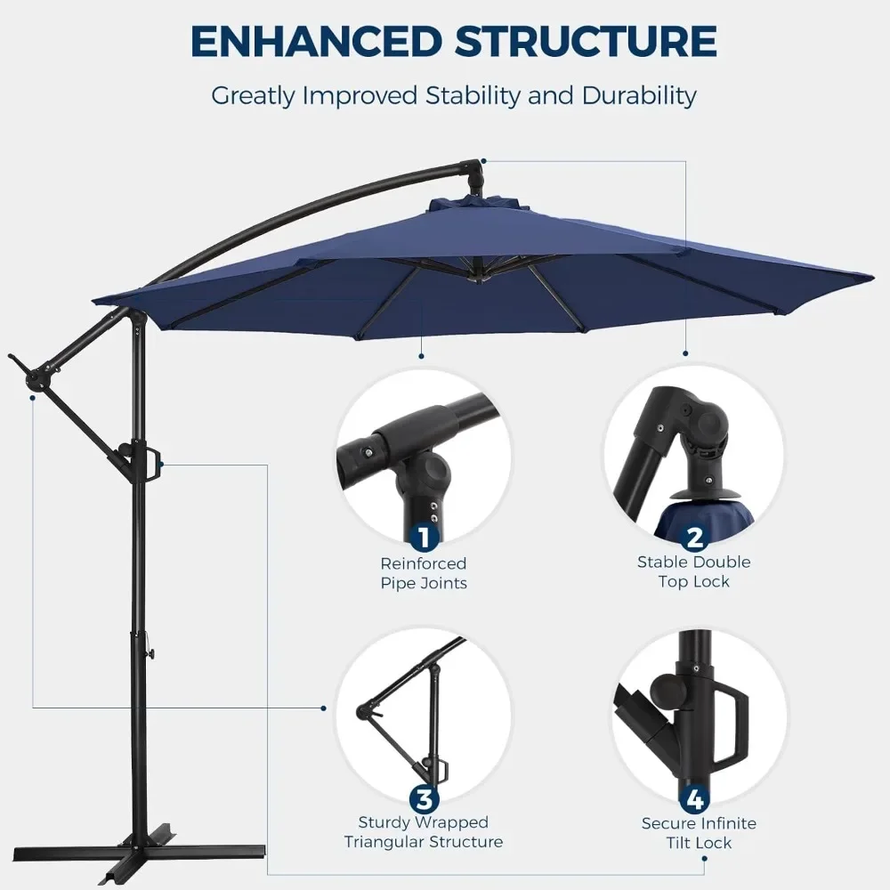 10ft Offset Patio Umbrella - Offset Hanging Cantilever Patio Outdoor Market Umbrella UPF50+ UV Protection with Easy Tilt Adjustm