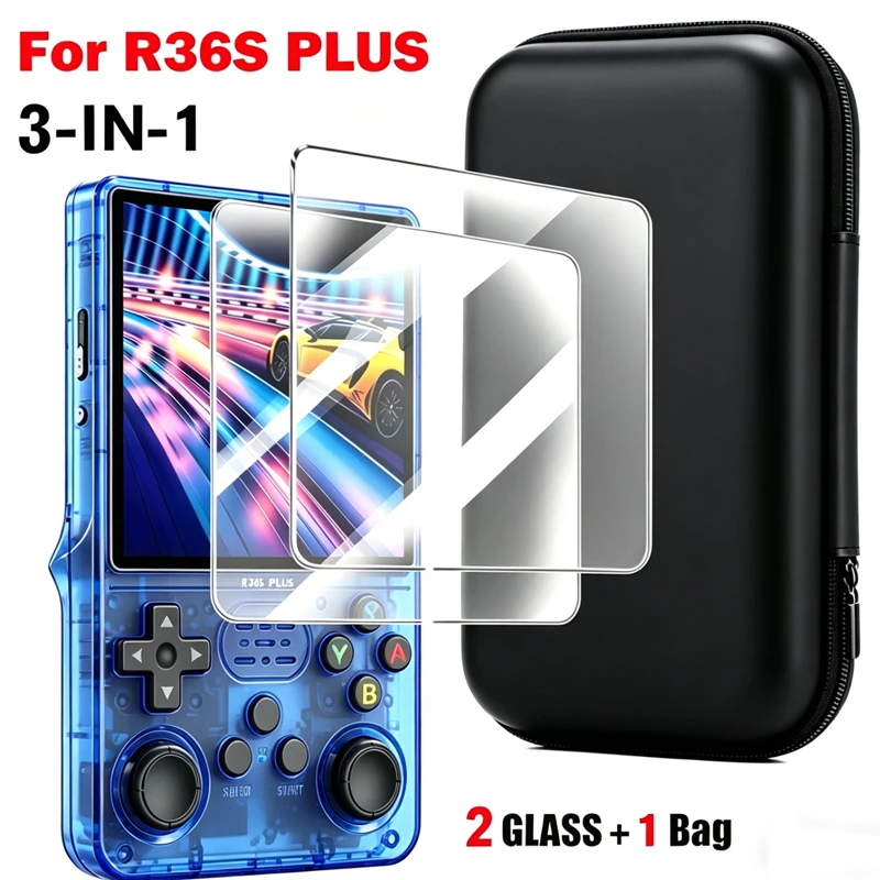 3 IN1 R36PLUS Tempered Glass Screen Game Storage Bag Zipper Carry Bag Eva Hard Handbag 4 IN1/ 2 IN 1 R36PLUS Game Accessories