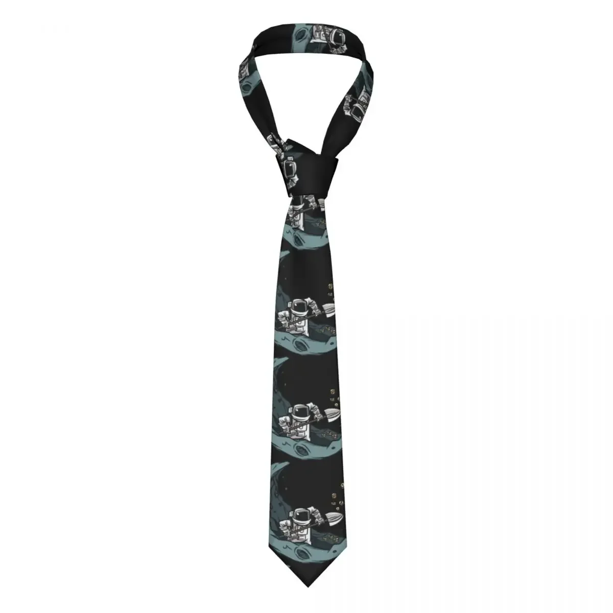 Astronaut Crypto Bitcoin Crypto Moon Necktie Men Skinny Polyester 8 cm Wide Neck Tie for Mens Accessories Cravat Office