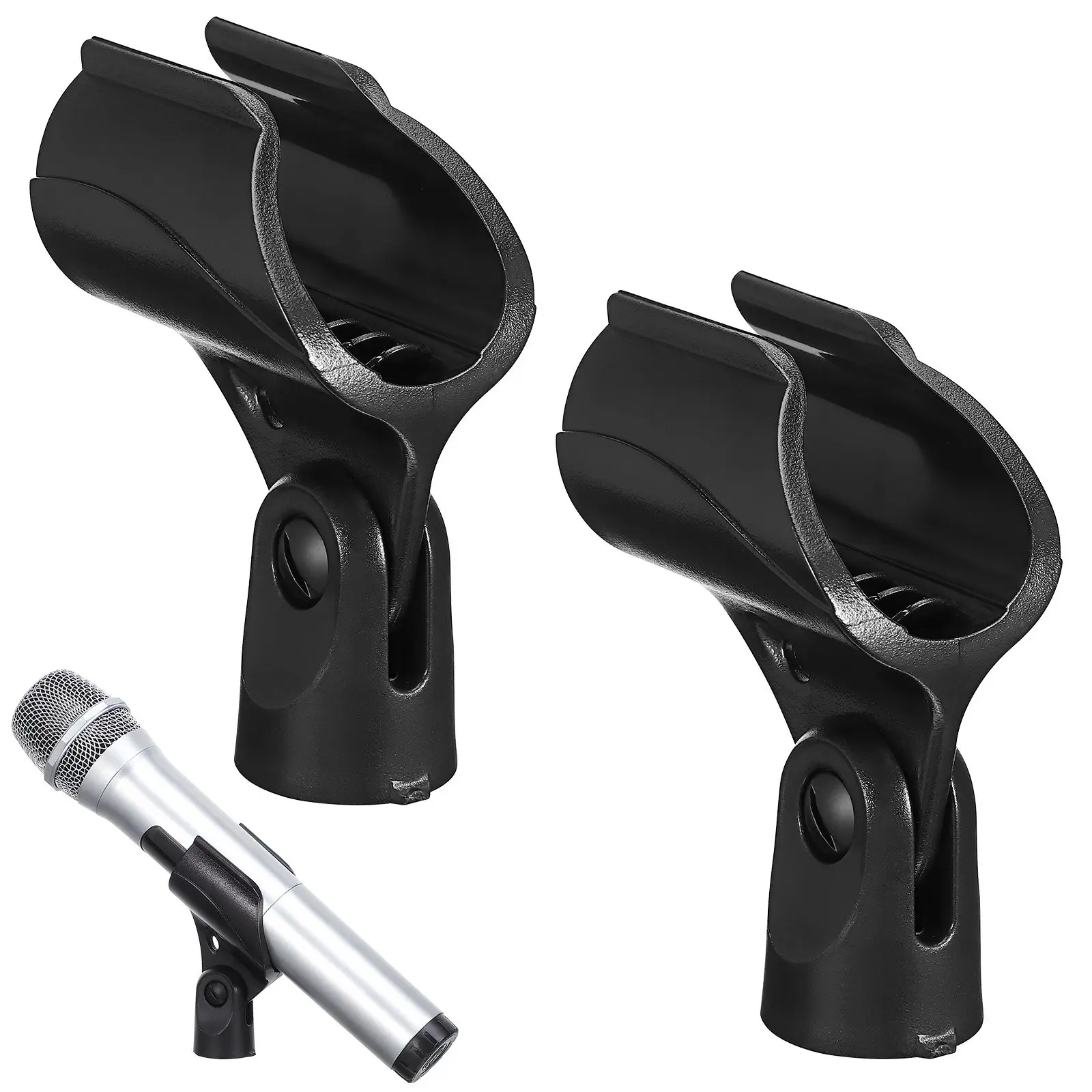

2Pcs Microphone Stand Accessories Adjustable Mic Clamp Holder Plastic Shock Resistant Clip for Handheld Mics Wide Compatibility
