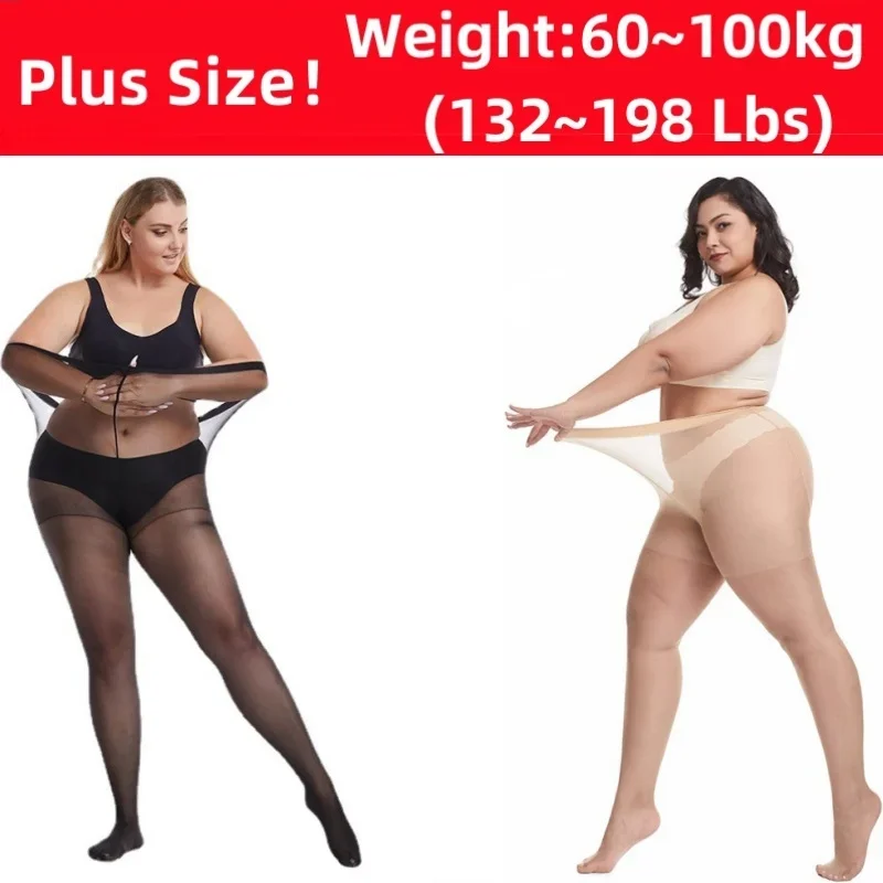 15D Plus Size Hollow Stretch Tight Black Lace Stockings Fishnet Pantyhose Oversized Women's Mesh Sexy Stocking white Tights XXXL