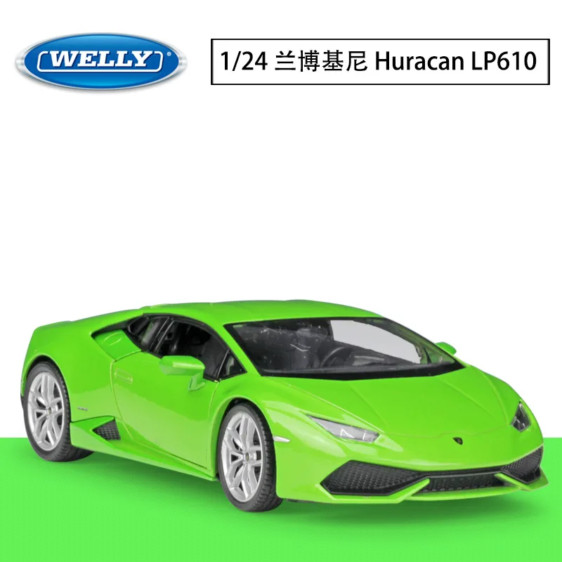 WELLY 1:24 Lamborghini Huracan LP610-4 Alloy Sports Car Model Diecasts Metal Toy Race Car Model Simulation Collection Kids Gifts