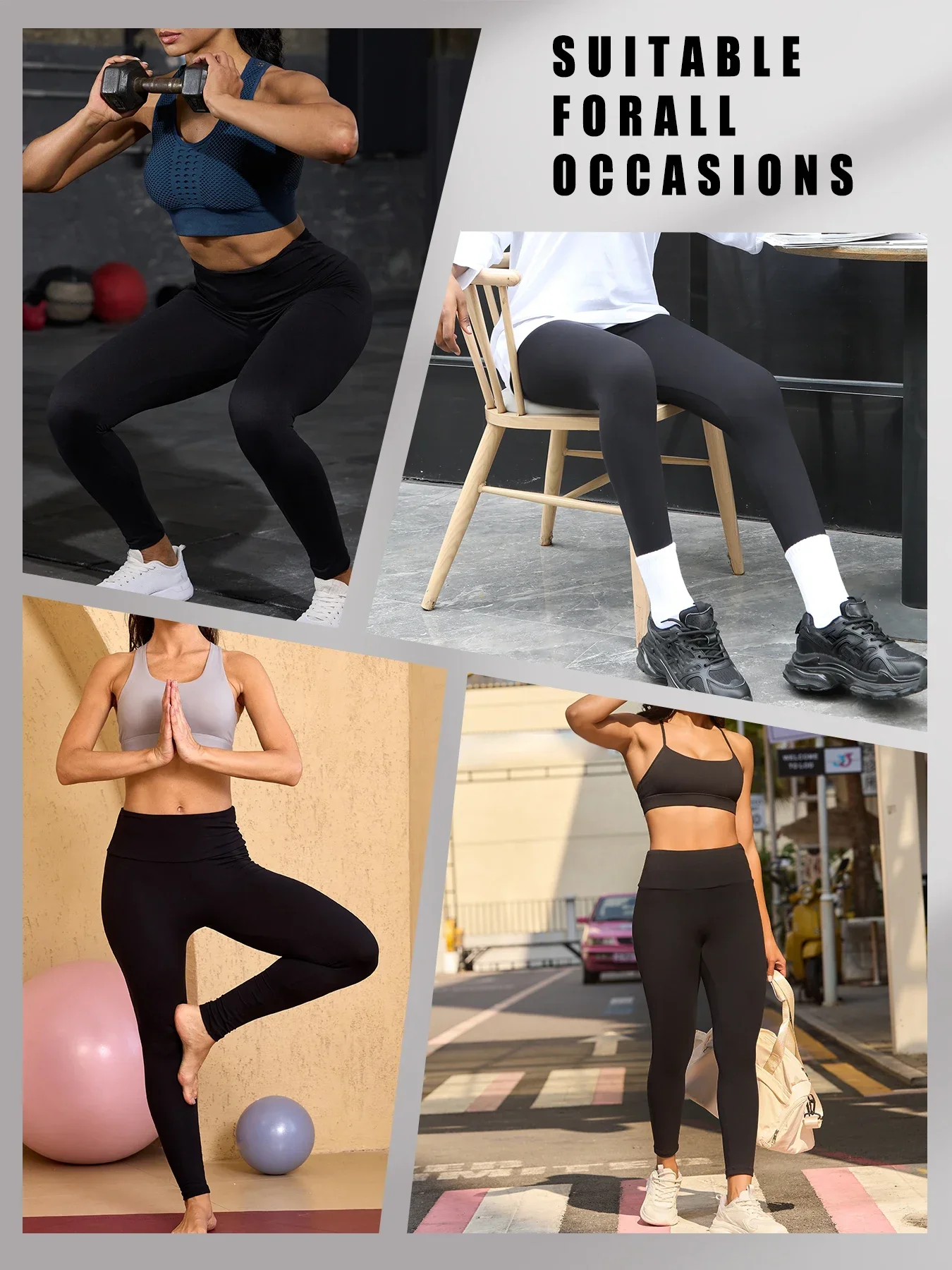 Confezione da 3 leggings super morbidi da donna a vita alta con controllo della pancia, non trasparenti, per allenamento, yoga, corsa, atletica, push up, palestra