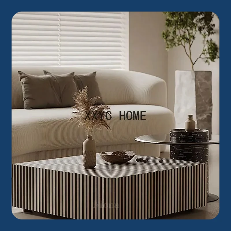 Minimalist Square Coffee Table Modern Minimalist Villa Large Flat Floor Light Luxury Living Room Designer Side Table