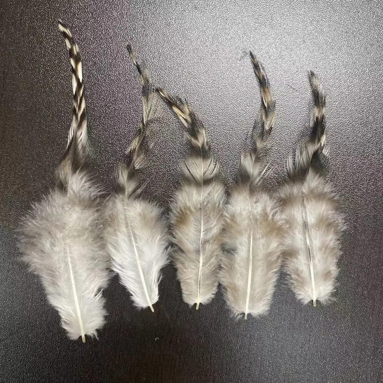 

200Pcs/Lot 4-6"10-15cm long Natural Grey Saddle Feathers,Hackle Feathers with Black/brown Tone