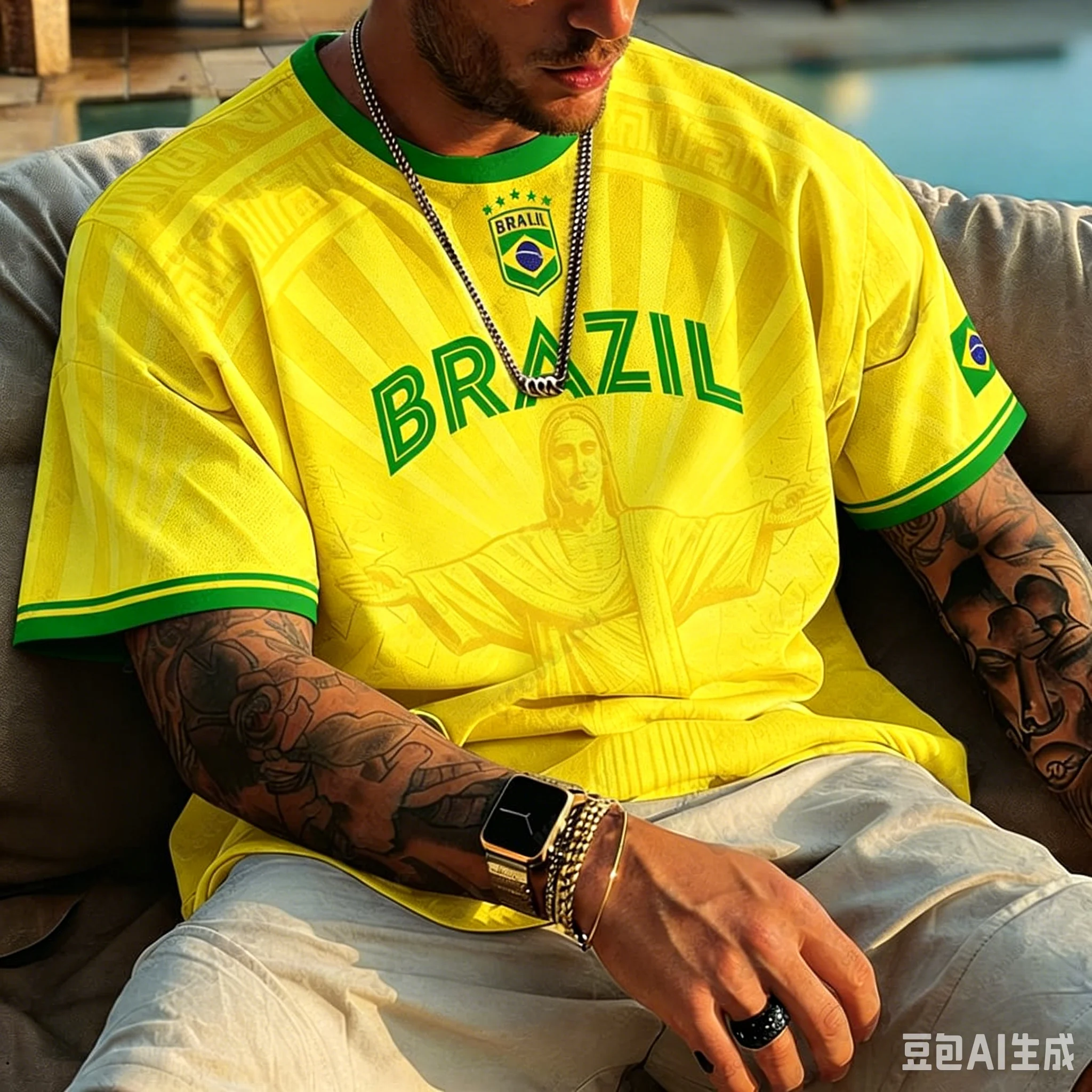 Brazil National Flag Print Men's T Shirt Casual O-neck Short Sleeve Tee Fashion Fan Jersey Summer Loose Football Sports Clothing