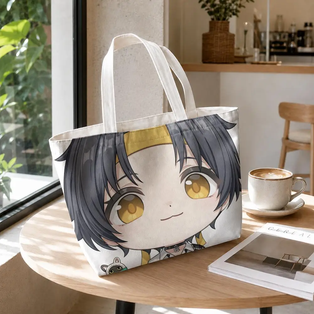 Anton Ivanov Severian Lowell ZZZ Zenless Zone Zero Storage Bags 2-Piece Set Canvas Tote Bags with Zipper Shoulder Handbags