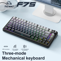 F75 Gaming Keyboard AULA F75 Same Model FREEWOLF F75 Wireless Keyboard with Metal Knob,RGB/Hot-Swap/4000 mAh High Power