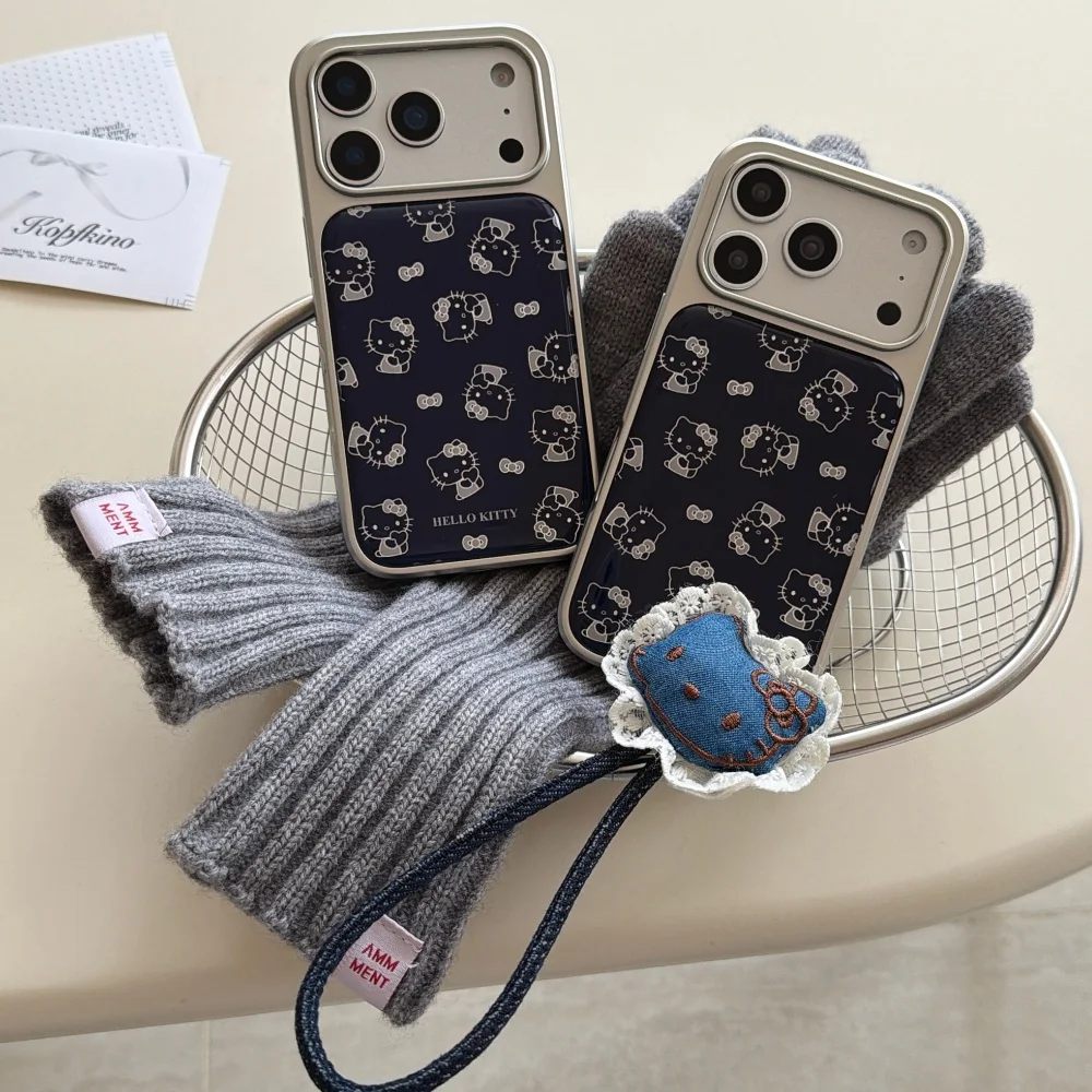 حافة فضية بالتنقيط الغراء المخفية الأزرق KT مناسبة لحالة هاتف أبل 17 برو ماكس 16 15 14 13 برو ماكس جراب هاتف مع الملحقات #1