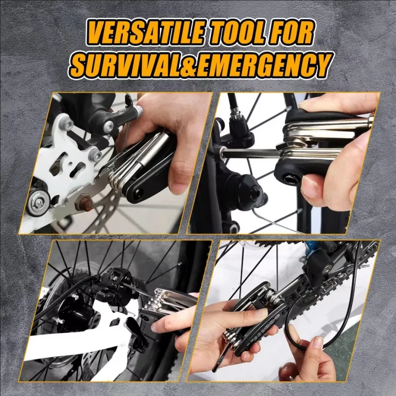 16 in 1 Bicycle Repair Tool, Multifunctional Foldable Mini Wrench Screwdriver Set, Emergency Maintenance Manual Tool Combination