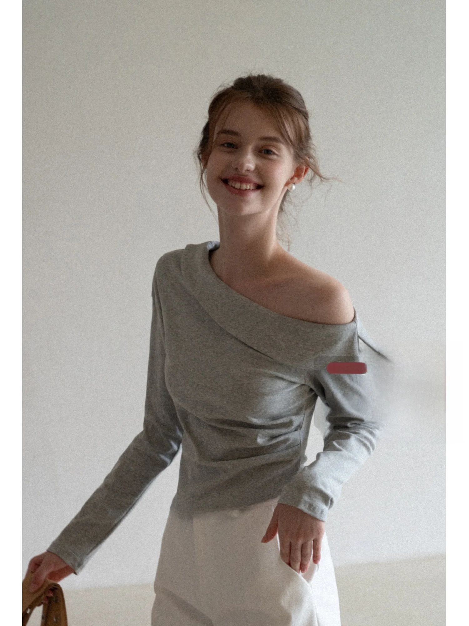 

Женская футболка Eggka Long Sve с высокой талией и рюшами для похудения, ранняя осень, новинка, корейский Sle Ciwalk