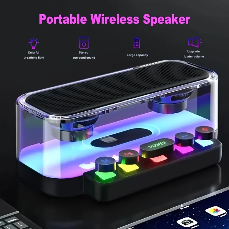 

Portable Bluetooth5.2 Stereo Wireless Speaker Smartphones Tablets RGB Flash Light Gaming KTV Party Ideal Gift for Every Occasion