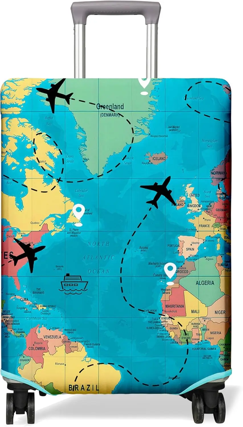 

Flight Map Navigation Travel Luggage Cover Suitcase Protector Fits Wheel Covers PatternedTravel Related Items Luggage Protector