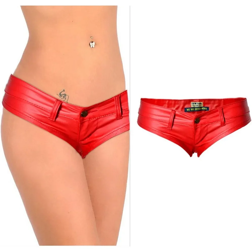 

Women's Low Rise Stretch PU Faux Leather Shorts Bikini Hot Pants