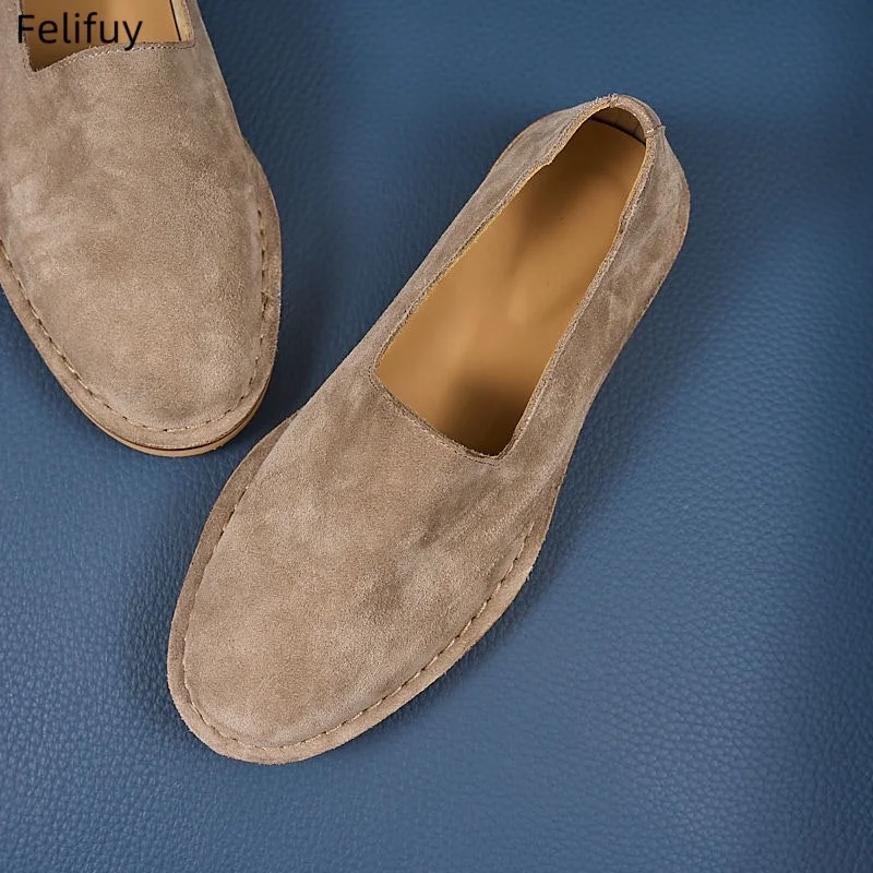 Cow Suede Man Loafers Luxury Genuine Leather Casual Shoes For Men Boat Shoes Handmade Men Slip on Driving Shoes Male Moccasins - view 5