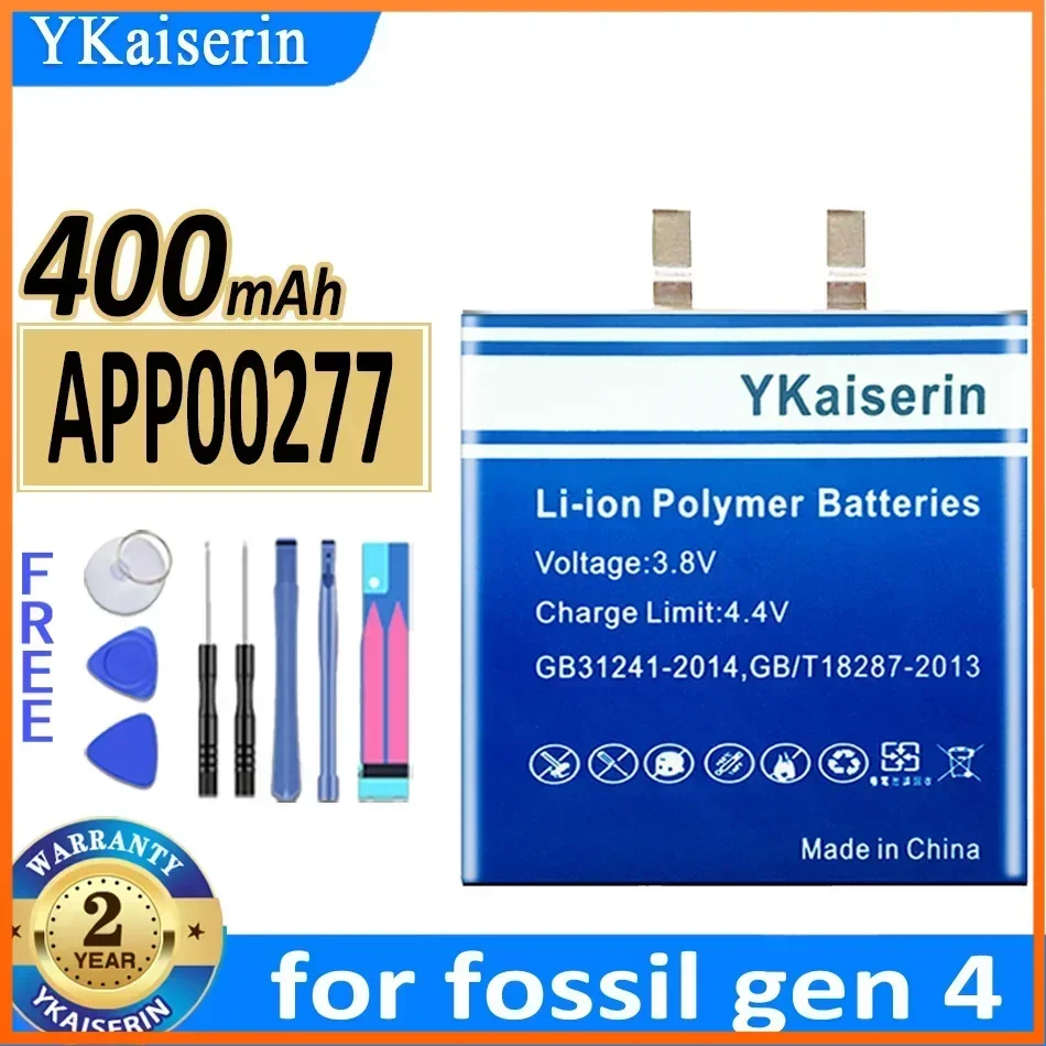 400mAh YKaiserin  APP00277 (402428) Battery for Fossil Gen 4 Gen4 High Capacity Bateria Warranty 2 Years + Free Tools