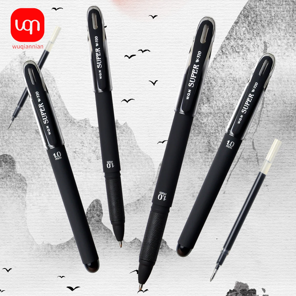 

6pcs 1.0mm Black Professional Sign Rollerball Pen Gel Pen Ink Office Supplies Desk Accessories