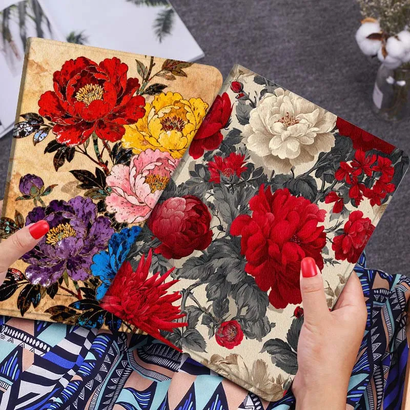

Red Peony Flower Pattern Gift Tablet Case For Huawei Honor MatePad MediaPad Air 5 6 7 11 V6 V7 V8 V9 X9 X8 T10 T10s C5e T5