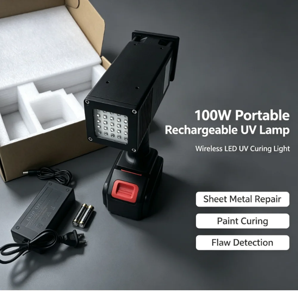 100W Portable Rechargeable UV Lamp, 365NM Wireless UV Curing Light,