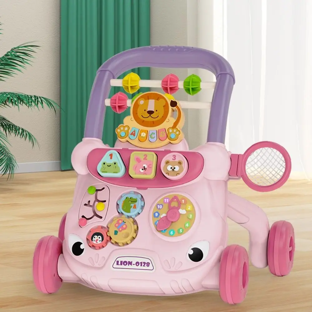 Cartoon Baby Walker Trolley Sliding Music Lights Walking Toy Anti Rollover Multiple Activities Toddler Trolley Early Education