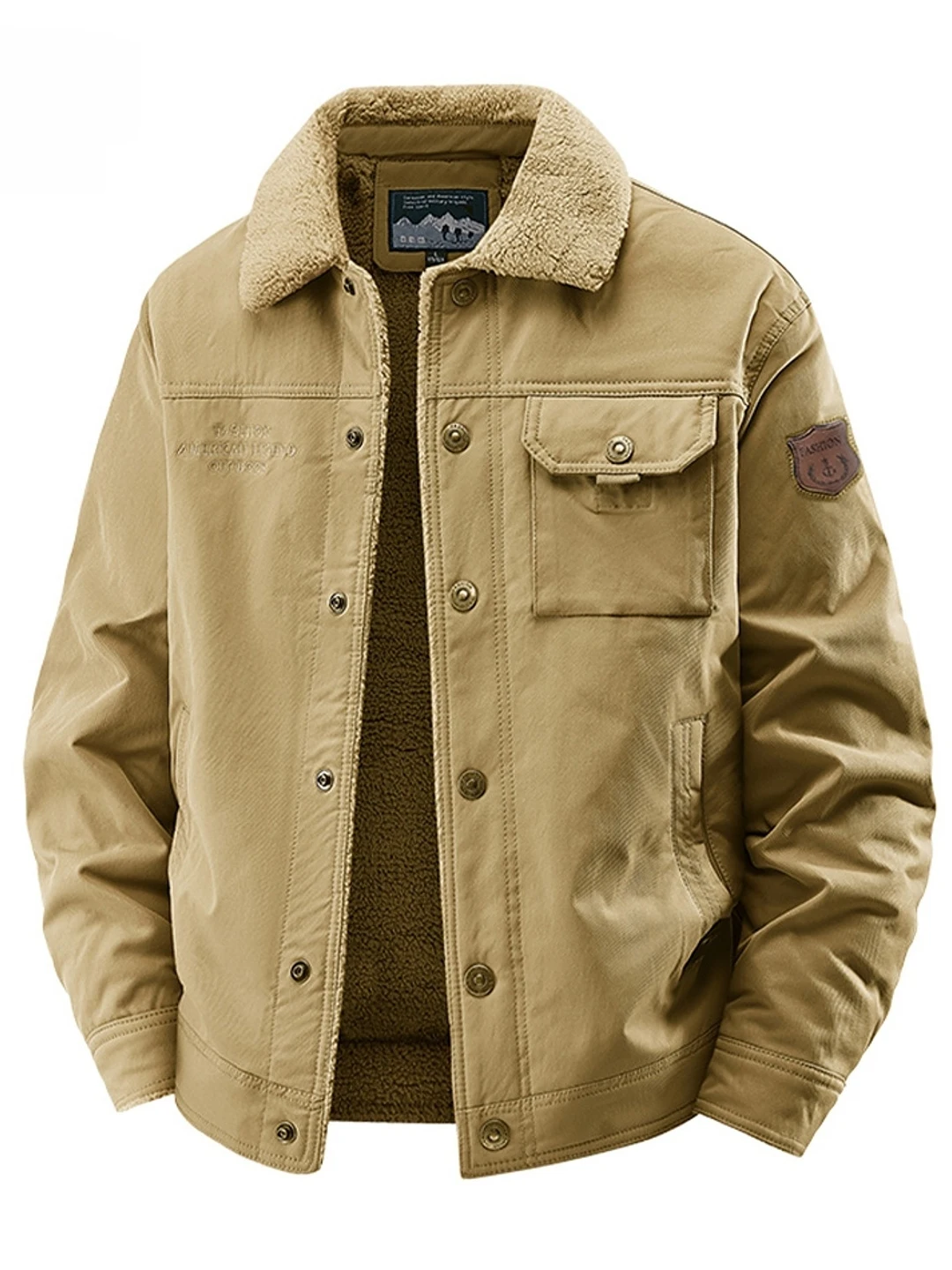 

2025 New Men's Lamb Velvet Jaet Thiened Warm Cotton Coat with Collar Autumn Winter Faion Ci Sle Long Sve Button ...