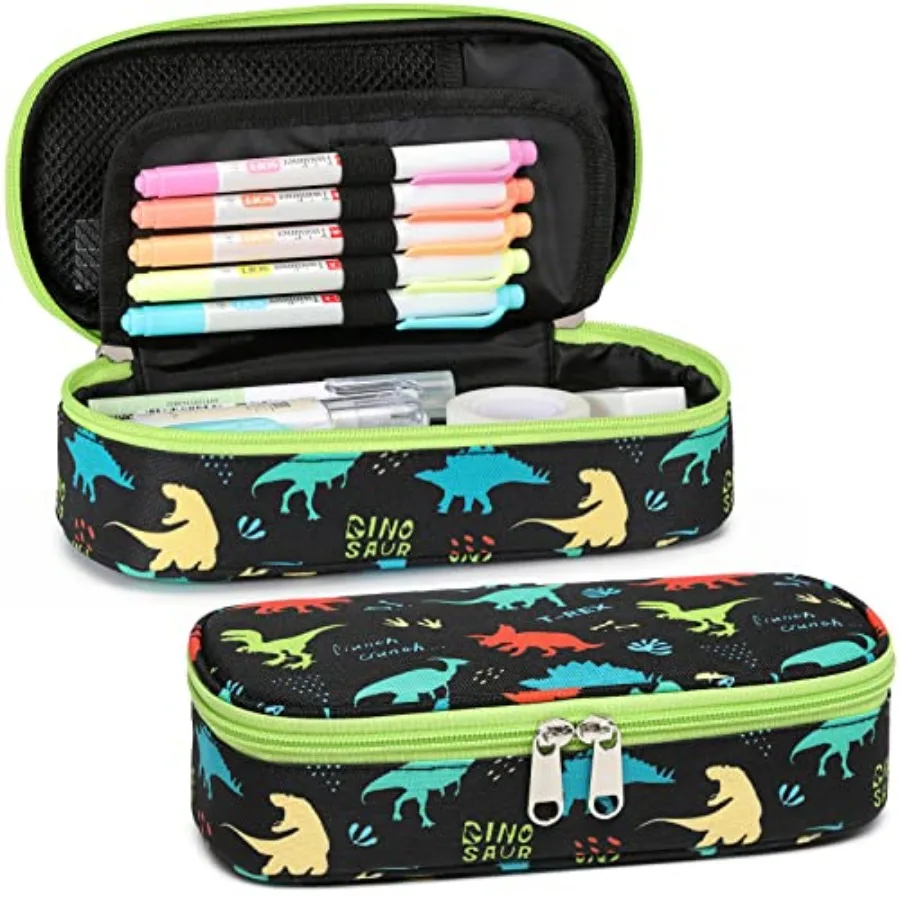 

Pencil Case for Boys - Cute Pencil Case for Large Capacity Pencil Pouch for School, Pencil Cases Only, Black Disaur