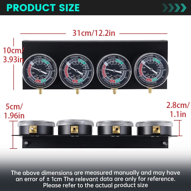 

4 Cylinder Engines Machines Motorcycle Fuel Carburetor Synchronizer Vacuum Balancer Gauge with Hose Balancer Test Gauges Set